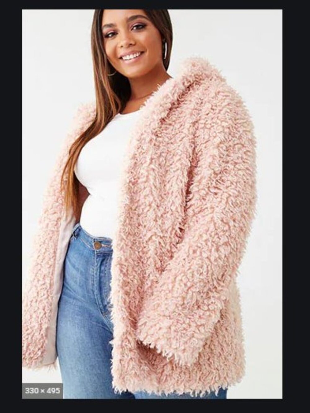 Forever 21 Plus Size Blush Shaggy Faux Shearling Coat 0X/1X